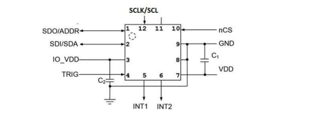 Application Circuit Diagram - SparkFun Triple Axis Accelerometer Breakouts